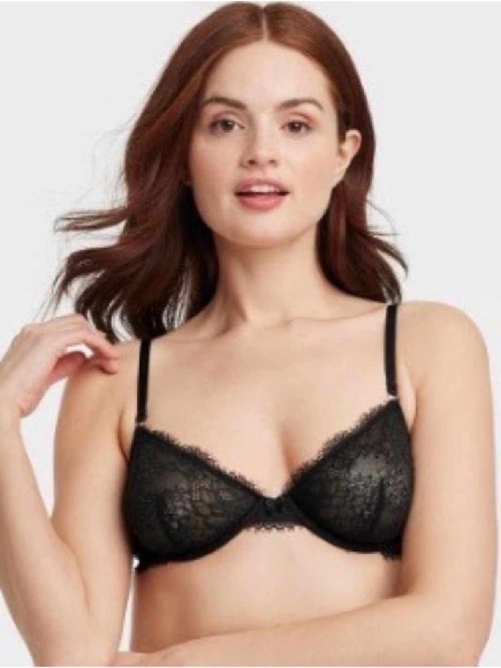 Auden Black Lace Demi Underwire Bra 32c
